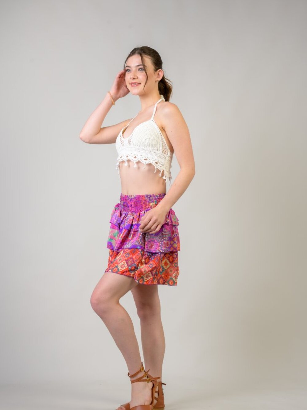 27.) Rhea Layered Pattern Bobbin Skirt (Assorted) - Picture 8 of 10
